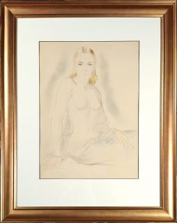 Veris Jaroslav / Zamazal – Pařížanka, akt, velkoformátová kresba, kombinovaná technika, 1924–1938