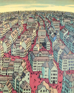 Lomová Ivana – Město, původní barevná litografie, 2005