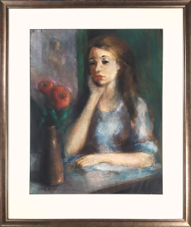 Göttlich Miroslav – Zasněná, rozměrná malba suchým pastelem, 1975