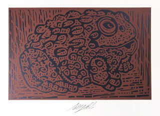 Seydl Zdenek – Žába, původní linoryt s barevným podtiskem, 1956