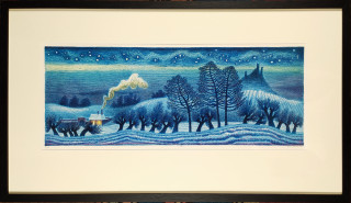 Richter Dan – Zimní noc, signovaná barevná litografie, číslováno 21/80, 1979