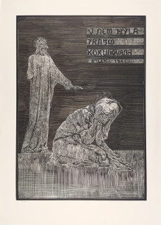 Bílek František – V něm byla trním korunována, původní dřevoryt, číslováno 164/200, 1941