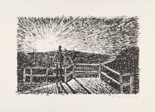 Hudeček František – Zlatá hodina, původní signovaná litografie, 1944