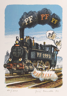 Bouda Jiří – PF 1993, původní barevná litografie, číslováno 40/200, 1993