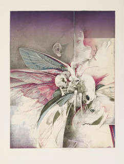 Janíček James – Bez názvu, barevná litografie, číslováno 8/50, 1979