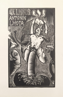Váchal Josef – Ex libris Antonín Lhota, původní dřevoryt, 1921