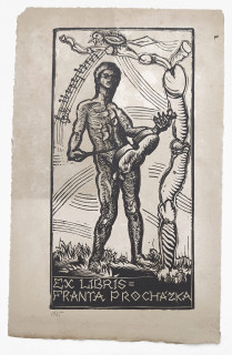 Váchal Josef – Ex libris Franta Procházka, původní dřevoryt, 1925