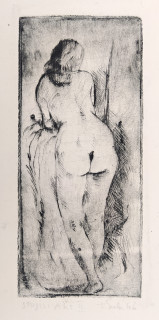 František Emler – Stojící akt II., lept a suchá jehla, grafika, prodej, 1946