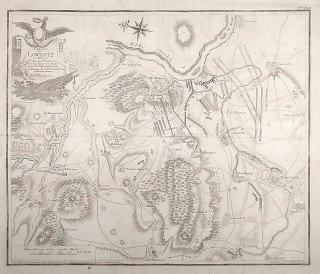 Lovosice – Plán bitvy 1756, C. L. Oesfeld, stará mapa, prodej, mědiryt, 1782