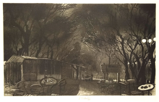 Sivko Václav – Kavárna, původní litografie, 1947