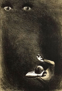Bouda Cyril – Oči a muž, původní litografie, 1944