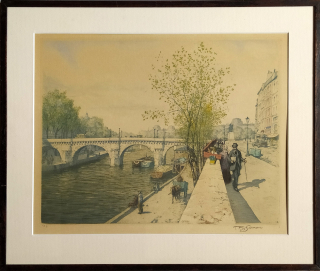 Šimon Tavík František – Quai des orfévres, Paříž, barevný lept, 1924