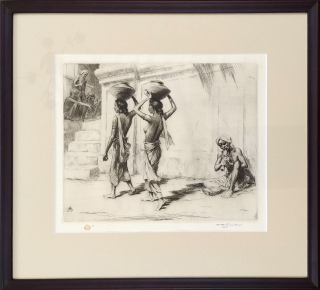 Šimon Tavík František – Indické ženy, Kandy-Cejlon, původní lept, 1929