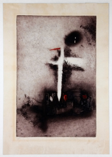 Šerých Jaroslav – Důvěrné sdělení, kombinovaná technika, 1969, česká grafika