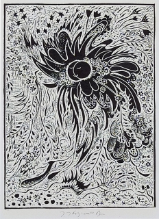 Krejčová Jana – Fantazie, původní linoryt, 1987