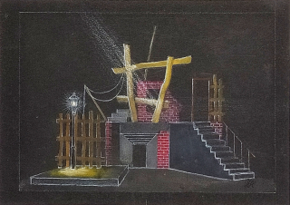 Hofman Vlastislav – Návrh divadelní scény, akvarel a kvaš, ca 1930