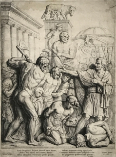 Quellinus Hubertus – Poprava Brutových synů v Římě, původní lept, ca 1660