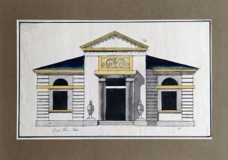 Mahr Joseph Heinrich – Architektura, kolorovaná kresba tuší, ca 1840