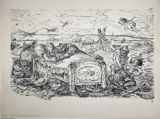 Kubin Alfred – Zamilovaní čarodějové, původní litografie, 1925