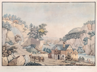 Krkonoše – Vrchlabí, Karel Postl, Lorenz Janscha, kolorovaný lept, 1810