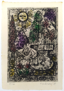 Antonová Alena – Ex libris Ursula Edwin Noltmann, barevná akvatinta, 1988