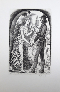 Bouda Cyril – Knižní ilustrace, původní mědirytina, 1950