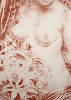 Švabinský Max – Dívčí akt s kyticí, původní litografie, 1931