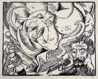 Váchal Josef – Kuřák, původní dřevoryt, 1919 (1946)