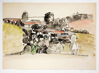 Havlík Jan – Krajina Jižních Čech, akvarel, 1973