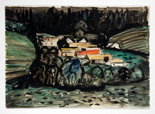 Havlík Jan – Krajina Jižních Čech, akvarel, 1973