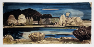 Havlík Jan – Krajina Jižních Čech, akvarel, 1973