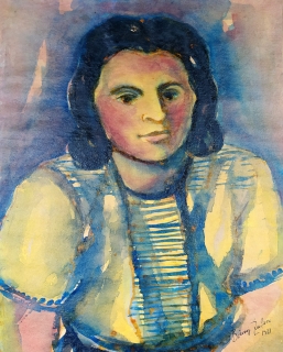 Žufan Bořivoj – Portrét ženy, malba na papíře, 1933