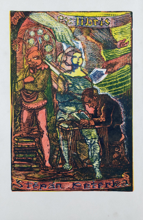 Váchal Josef – Ex libris Štěpán Peterka, čtyřbarevný dřevoryt, 1937