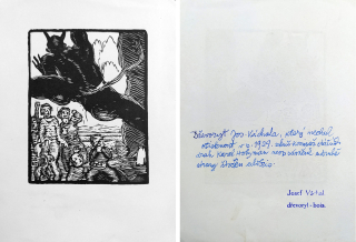 Váchal Josef – Ex libris, původní dřevoryt s přípisem na rubu, 1929
