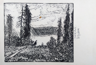 Váchal Josef – Pozvánka na vlastní výstavu 1959, původní dřevoryt, 1959