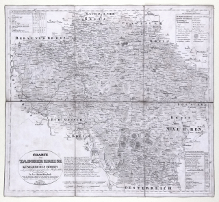 Táborský kraj – František Jakub Jindřich Kreibich, prodej staré mapy, mědiryt, 1832
