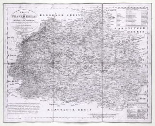 Plzeňský kraj – František Jakub Jindřich Kreibich, prodej staré mapy, mědiryt, 1830