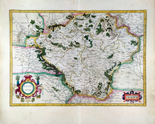 Čechy – Mercator Gerard, staře kolorovaný původní mědiryt, 1585