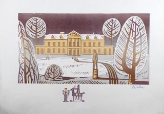 Pýcha Josef – Praha, Letohrádek Kinských, barevný linoryt, ca 1970