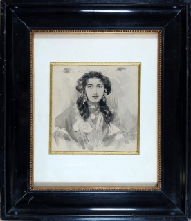 – Scheiner Artuš – Indiánka, tónovaná kresba tuší, ca 1910