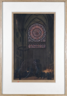 Šimon Tavík František – Rozeta Notre-Dame v Paříži, barevný lept, 1922