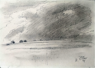 Štika Karel – Krajina, kresba tužkou, 1938