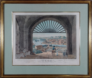 Praha – Lorenz Janscha, Karel Postl, staře kolorovaný lept s akvatintou, ca 1810