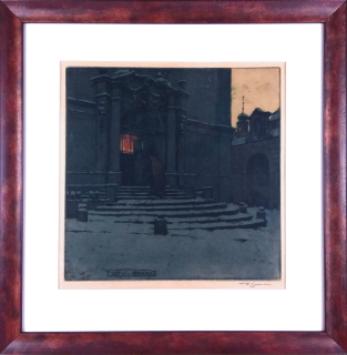 Šimon Tavík František – Zátiší z Hradčan, barevný lept, 1908, grafický list na prodej, pragensia