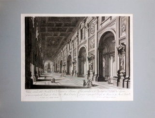 Itálie – Řím, Basilika sv. Jana v Lateráně, Feoli Vincenzo, původní mědiryt, 1800