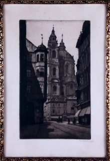 Röhling Vladislav – Praha, Chrám sv. Mikuláše, lept s akvatintou, ca 1925, grafický list, pragensia