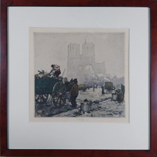 Šimon Tavík František – Katedrála Notre-Dame v Paříži, barevná akvatinta, 1911