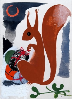 Vánoční motiv – Autor nezjištěn, tempera na papíře, 60. léta 20. století