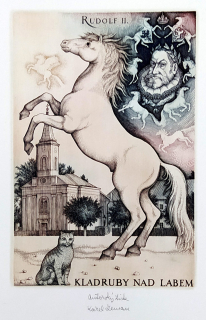 Zeman Karel – Kladruby nad Labem, Rudolf II. , původní barevný lept, ca 1980