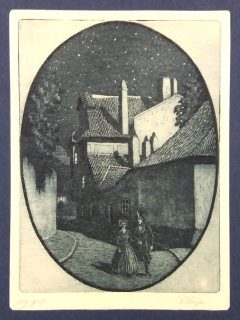 Vayer V. – Večerní procházka, lept na prodej, ca 1900, grafický list